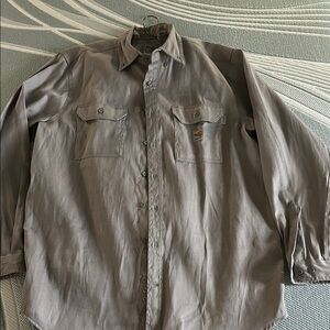 Carhartt Gray Button-Up Shirt FR fire resistant size XL